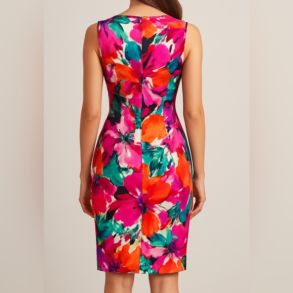 Kasper Vibrant Floral Sleeveless Dress Sz 14, #18 - Picture 2 of 2